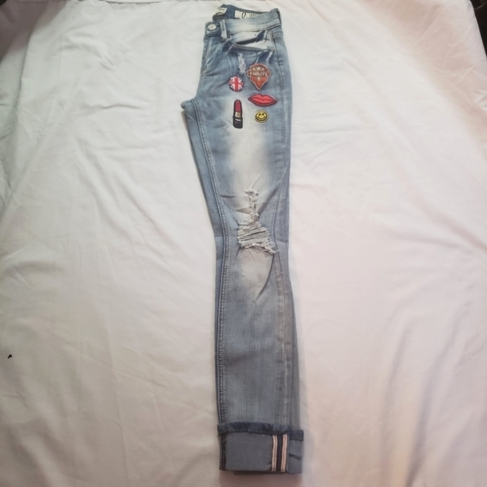 Indigo Rein Patch Skinny Jeans, Size:0.